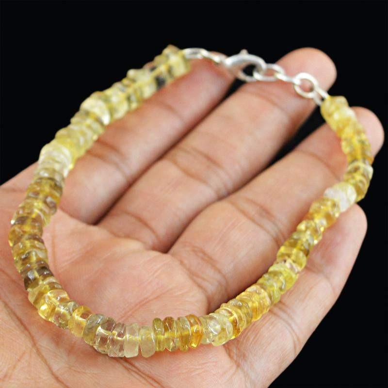 gemsmore:Round Shape Golden Rutile Quartz Bracelet Natural Untreated Beads