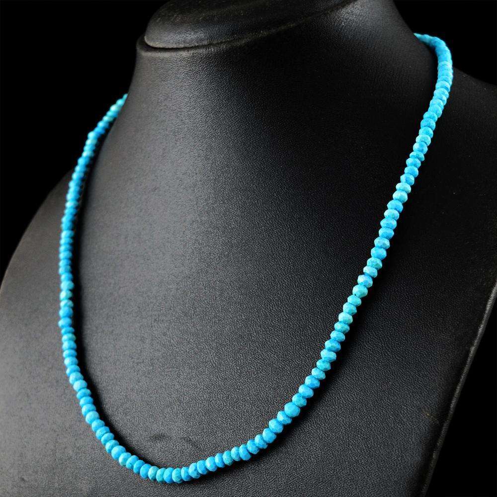 gemsmore:Round Shape Turquoise Necklace - Natural Faceted Beads