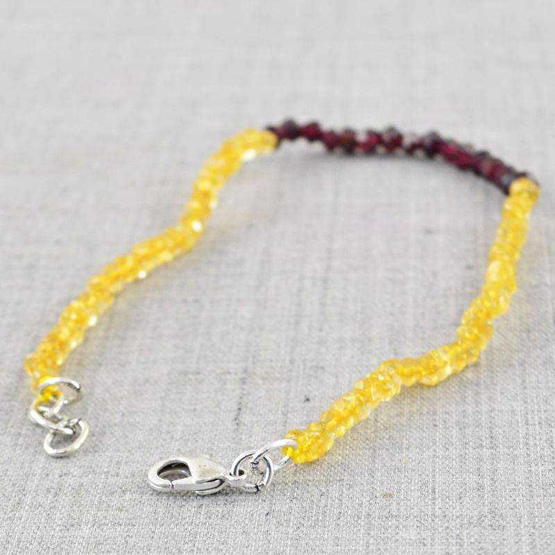 gemsmore:Round Shape Yellow Citrine & Red Garnet Bracelet - Natural Faceted Beads