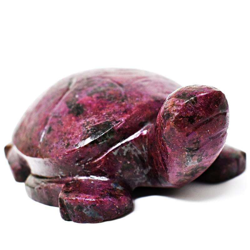 gemsmore:Ruby Zoisite Detailed Hand Carved Turtle