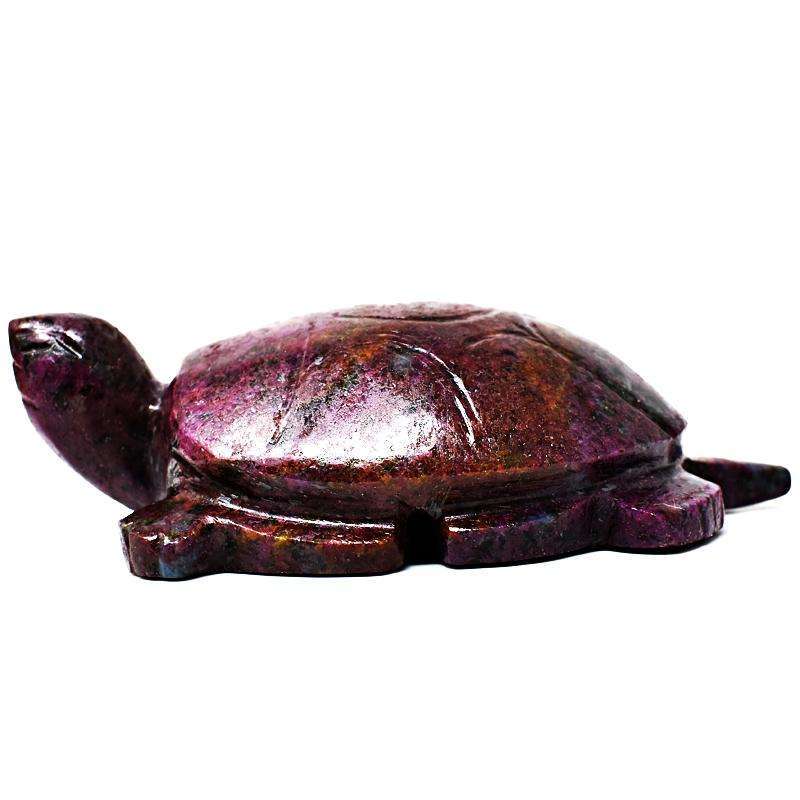 gemsmore:Ruby Zoisite Detailed Hand Carved Turtle