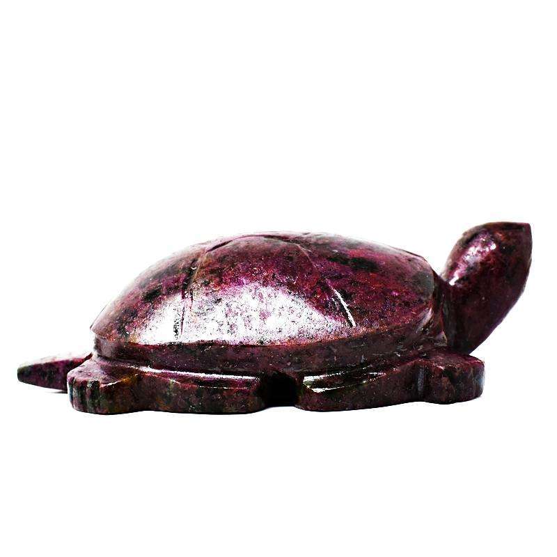 gemsmore:Ruby Zoisite Detailed Hand Carved Turtle