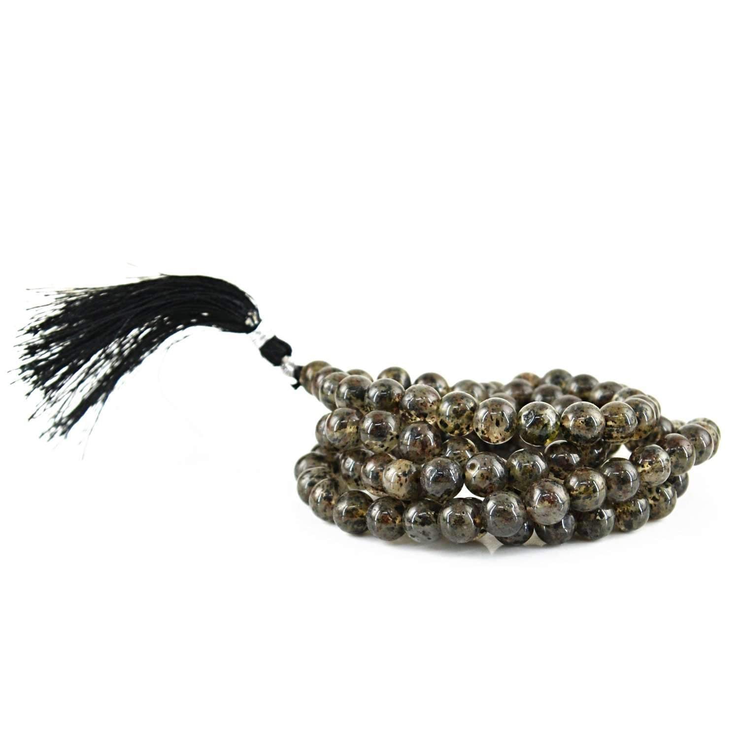 gemsmore:Rutile Quartz Prayer Mala Natural 108 Round Beads Necklace