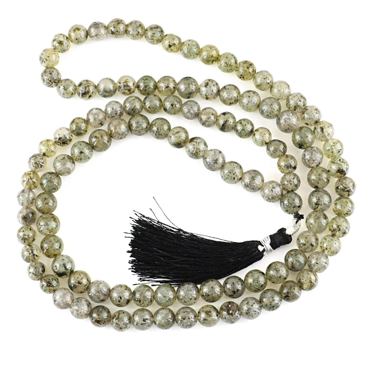 gemsmore:Rutile Quartz Prayer Mala Natural Round 108 Beads Necklace Natural