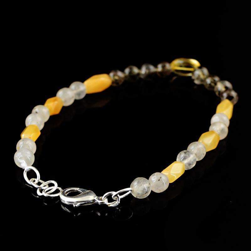 gemsmore:Rutile Quartz & Yellow Aventurine Bracelet Natural Untreated Beads