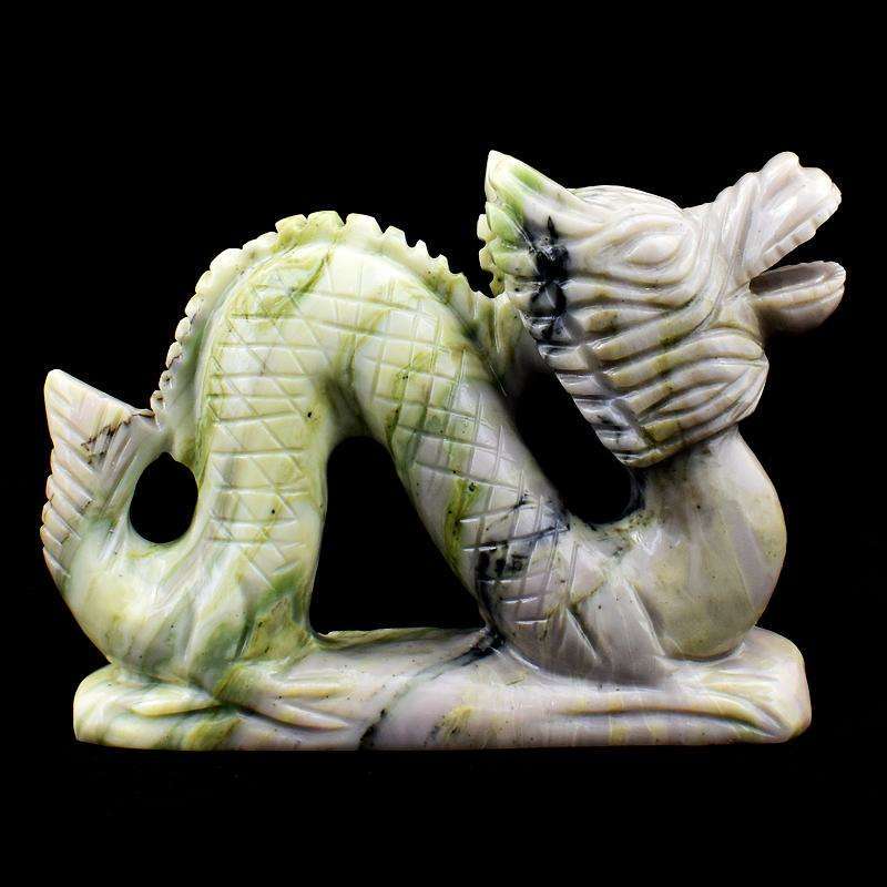 gemsmore:Serprentine Hand Carved Dragon Statue