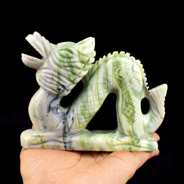 gemsmore:Serprentine Hand Carved Dragon Statue