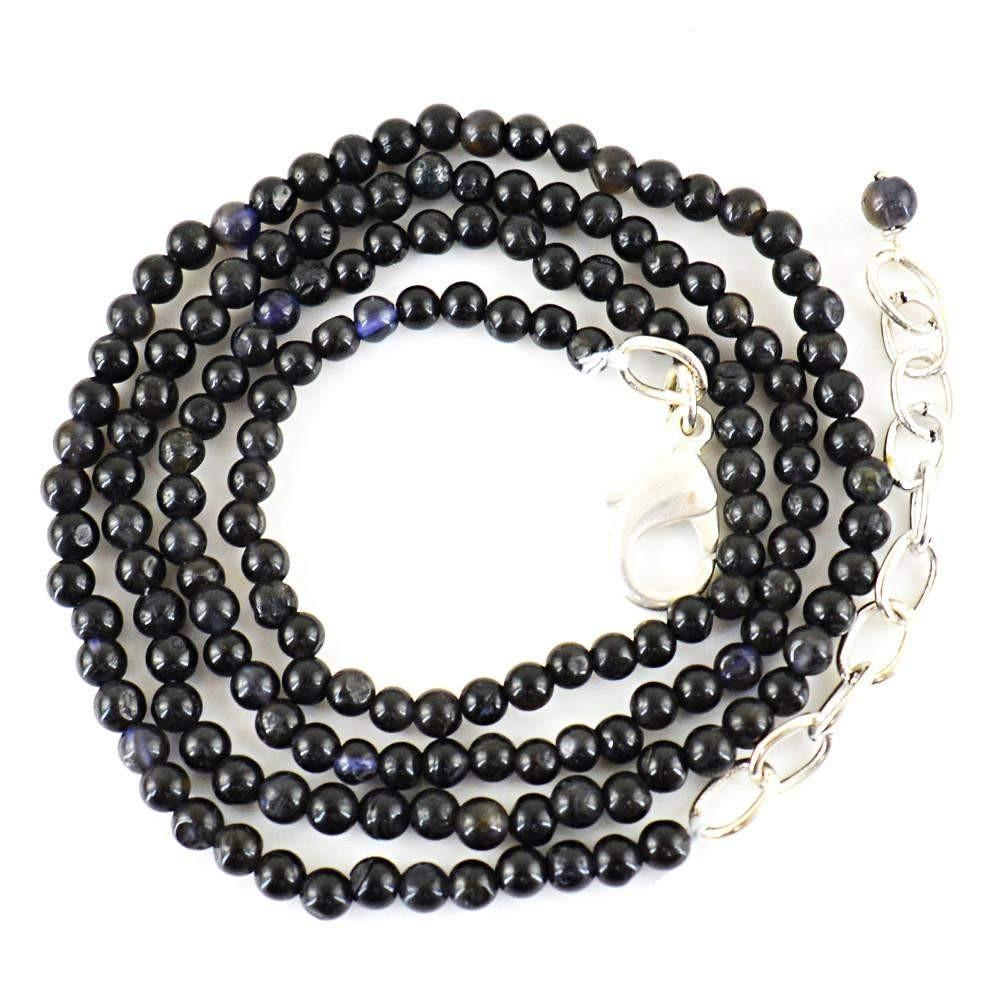 gemsmore:Single Strand Blue Tanzanite Necklace Natural Untreated Round Beads