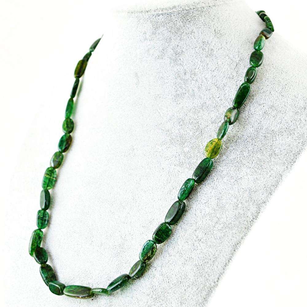 gemsmore:Single Strand Green Jade Necklace Natural Untreated Beads