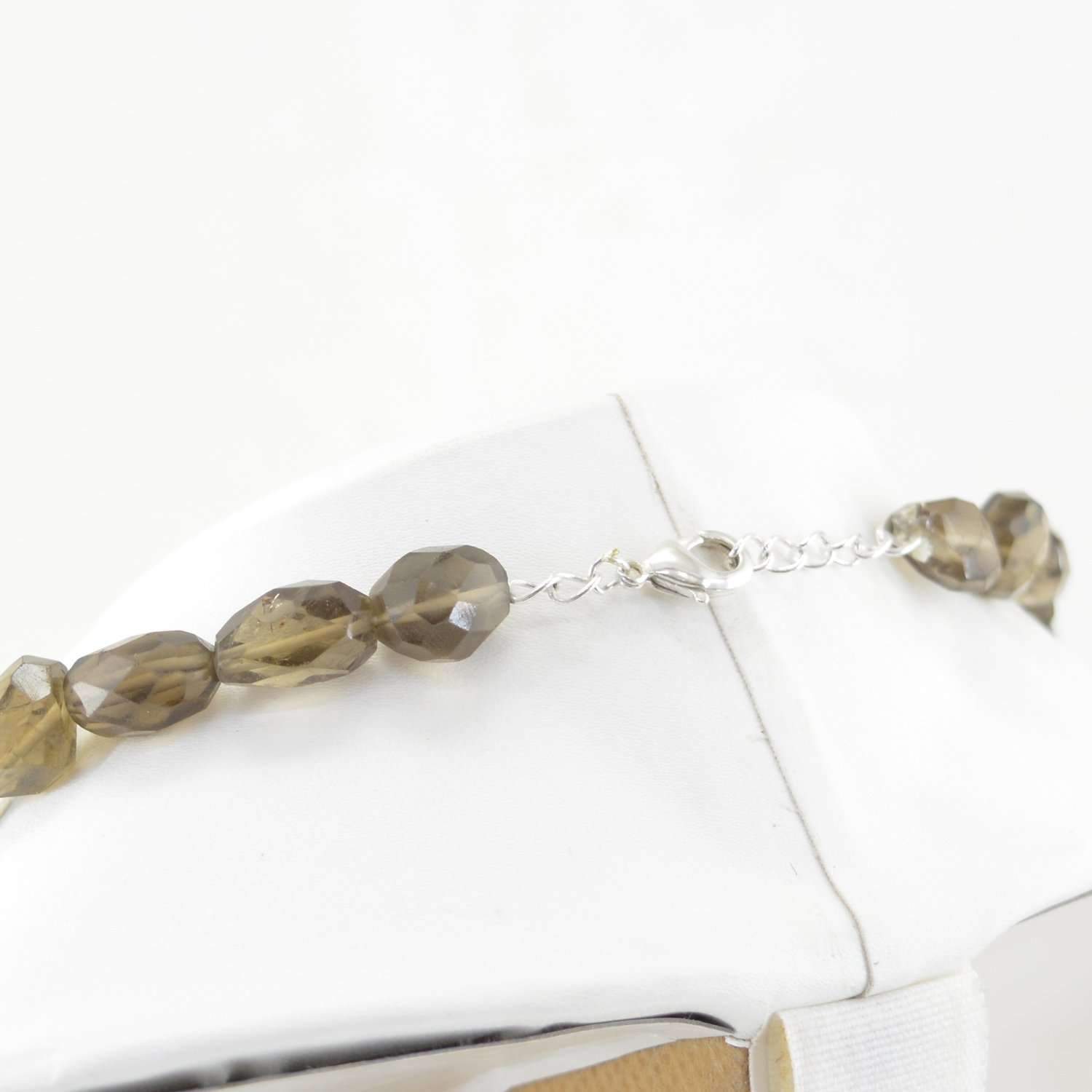 gemsmore:Smoky Quartz Necklace Natural 20 Inches Long Faceted Beads