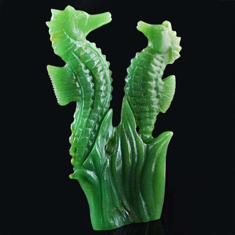 gemsmore:SOLD OUT : Detailed Green Aventurine Twin Seahorse