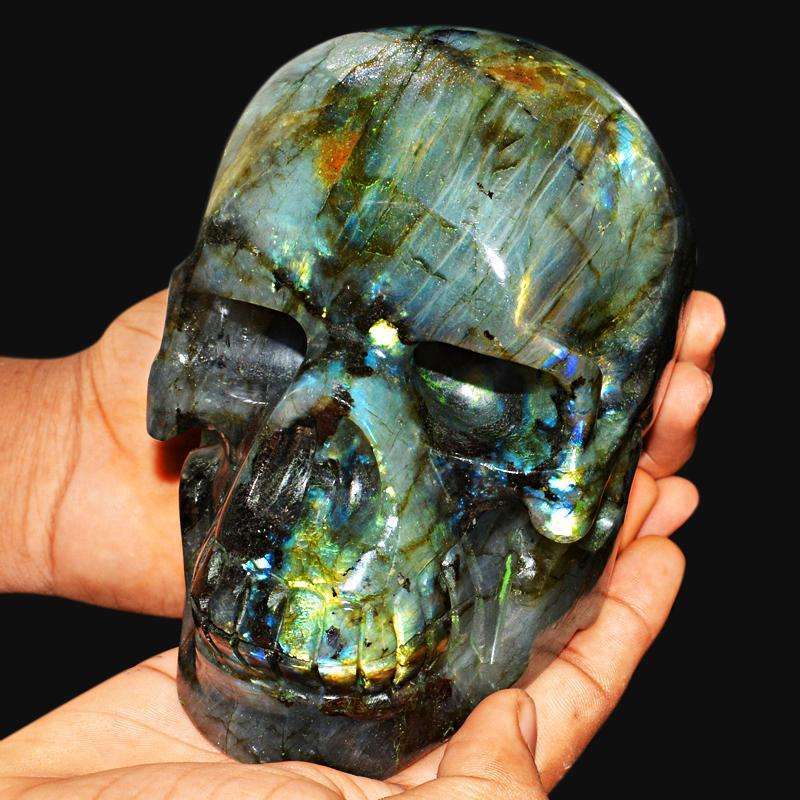 gemsmore:SOLD OUT : Exclusive Amazing Flash Labradorite Gemstone Skull