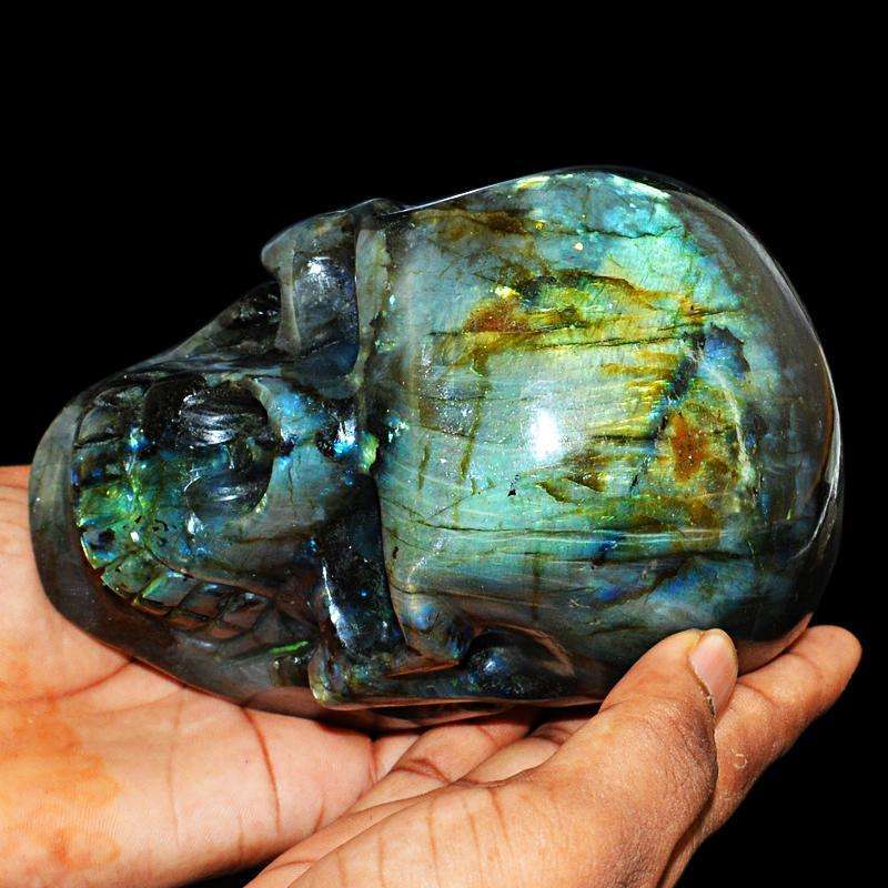 gemsmore:SOLD OUT : Exclusive Amazing Flash Labradorite Gemstone Skull