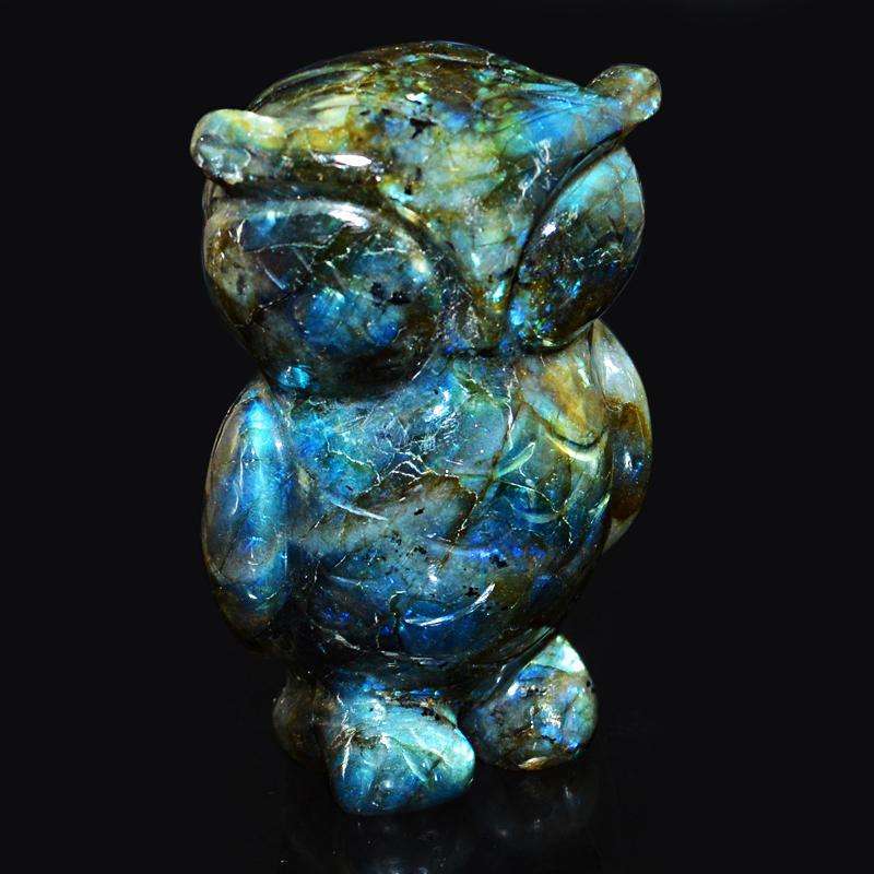 gemsmore:SOLD OUT :  Exclusive Blue Flash Labradorite Owl