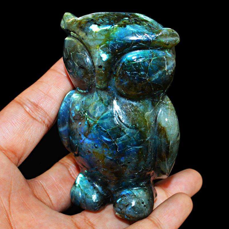 gemsmore:SOLD OUT :  Exclusive Blue Flash Labradorite Owl