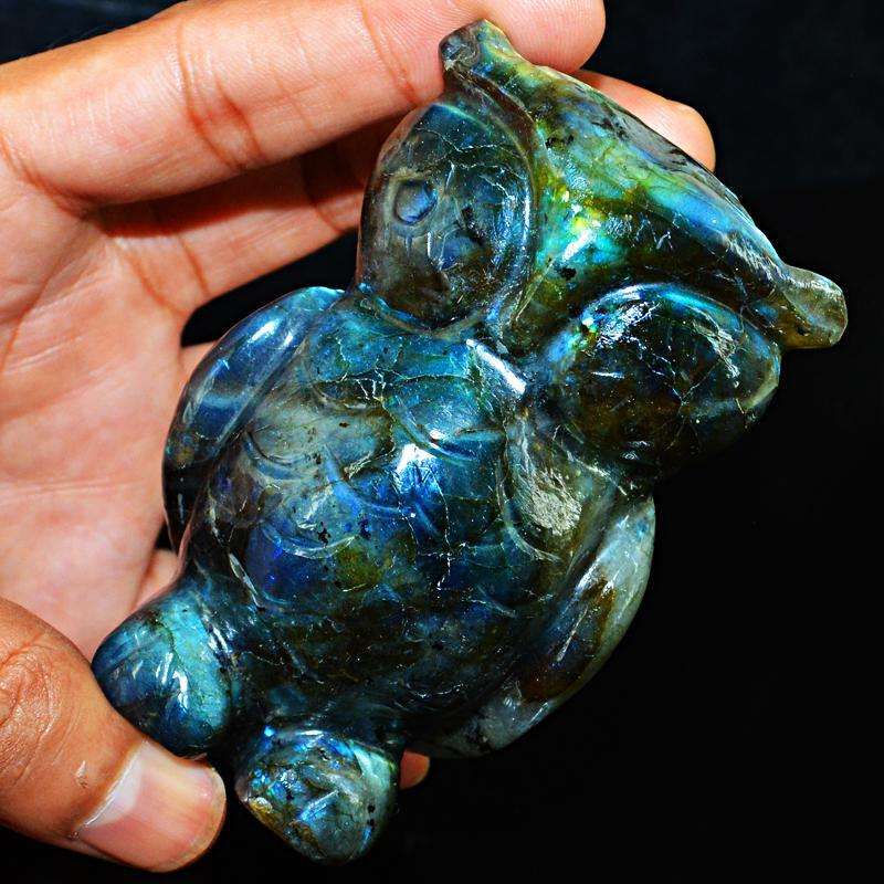 gemsmore:SOLD OUT :  Exclusive Blue Flash Labradorite Owl