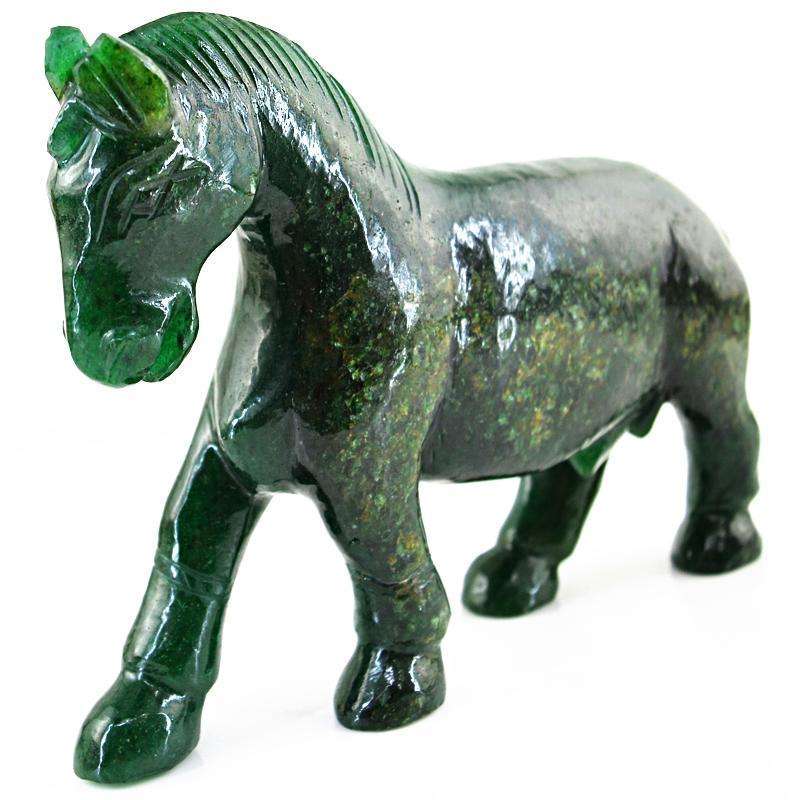 gemsmore:SOLD OUT : Genuine Green Jade Horse Carving