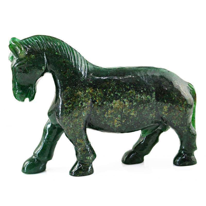 gemsmore:SOLD OUT : Genuine Green Jade Horse Carving