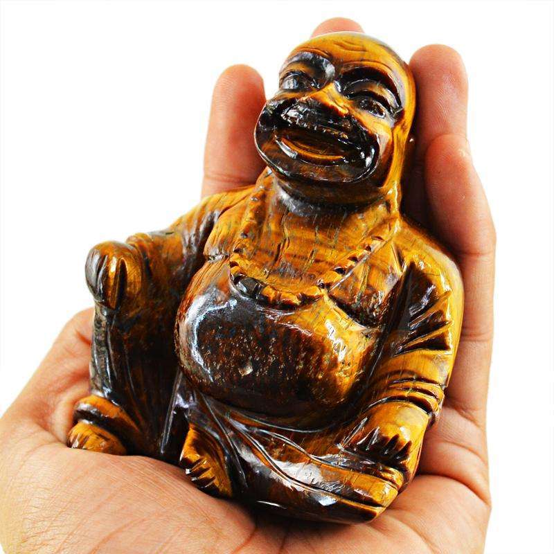 gemsmore:SOLD OUT : Golden Tiger Eye Laughing Buddha Idol