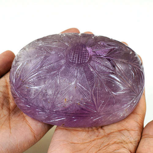 gemsmore:Stunning Amethyst Hand Carved Genuine Crystal Gemstone Carving Mughal Carved Gem