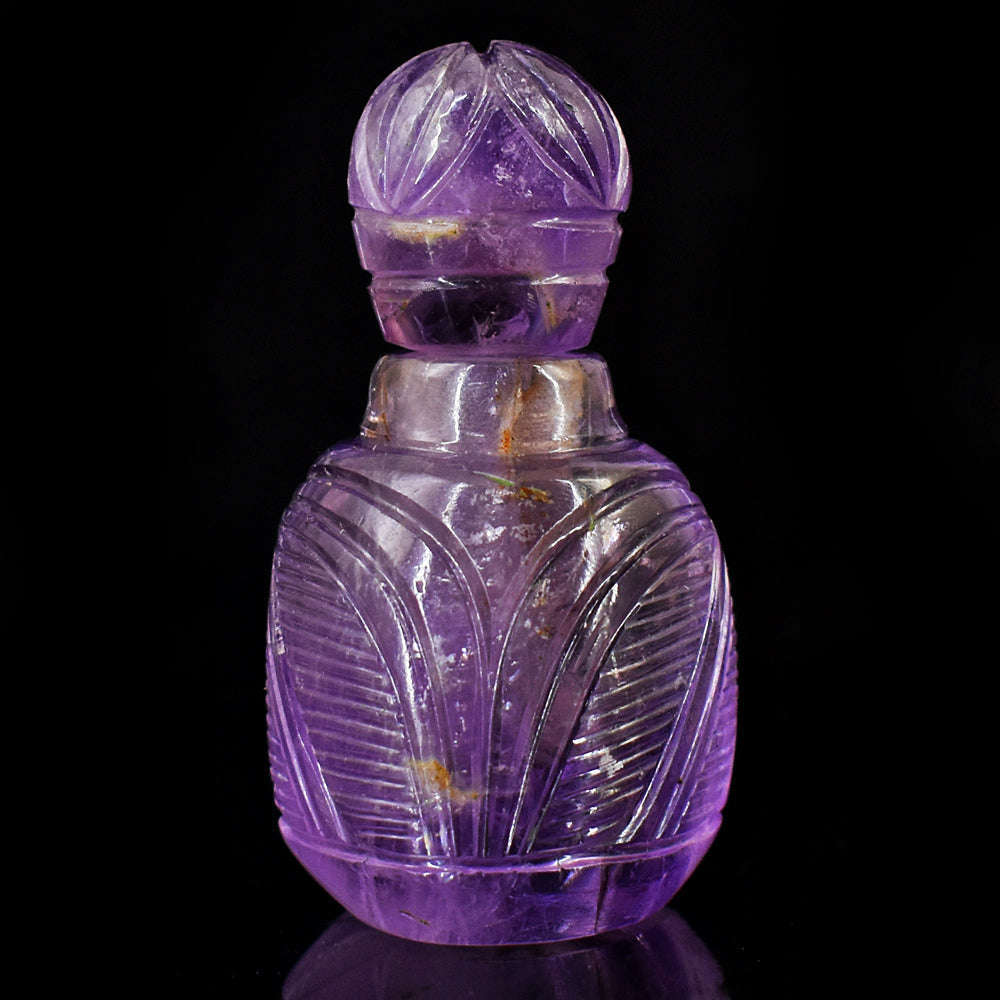 gemsmore:Stunning Amethyst  Hand Carved Genuine Crystal Gemstone Carving Perfume Bottle