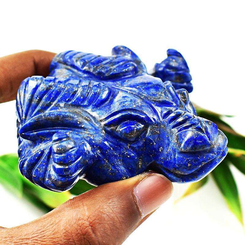 gemsmore:Stunning Blue Lapis Lazuli Carved Bull Head