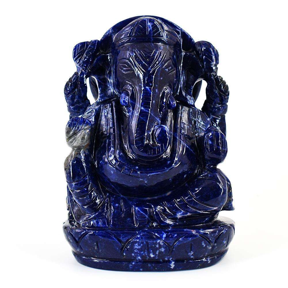 gemsmore:Stunning Electric Sodalite Hand Carved Lord Crystal gemstone Ganesha