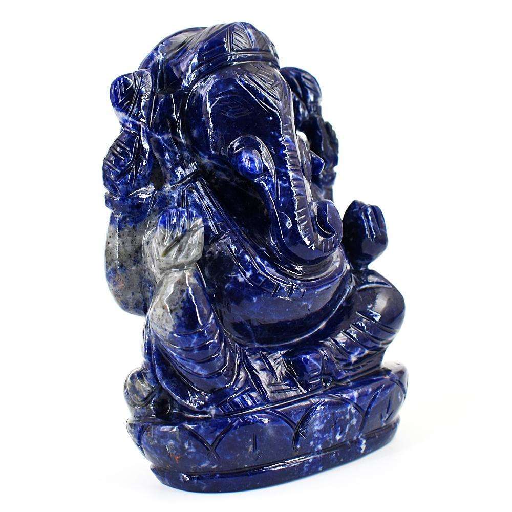 gemsmore:Stunning Electric Sodalite Hand Carved Lord Crystal gemstone Ganesha