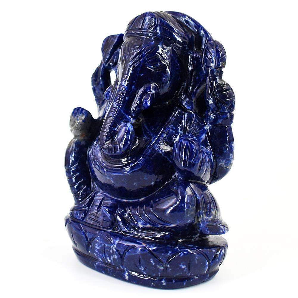 gemsmore:Stunning Electric Sodalite Hand Carved Lord Crystal gemstone Ganesha