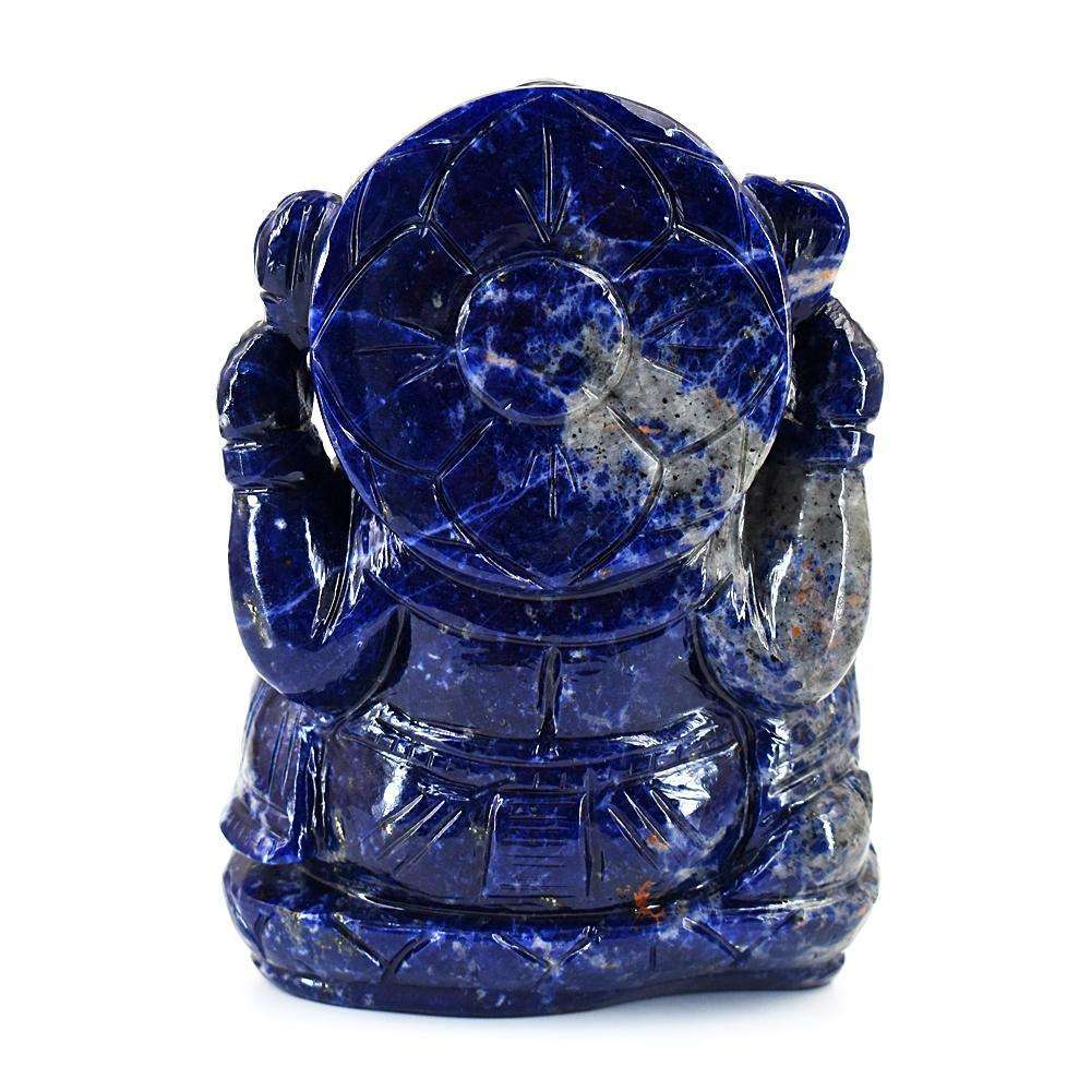 gemsmore:Stunning Electric Sodalite Hand Carved Lord Crystal gemstone Ganesha