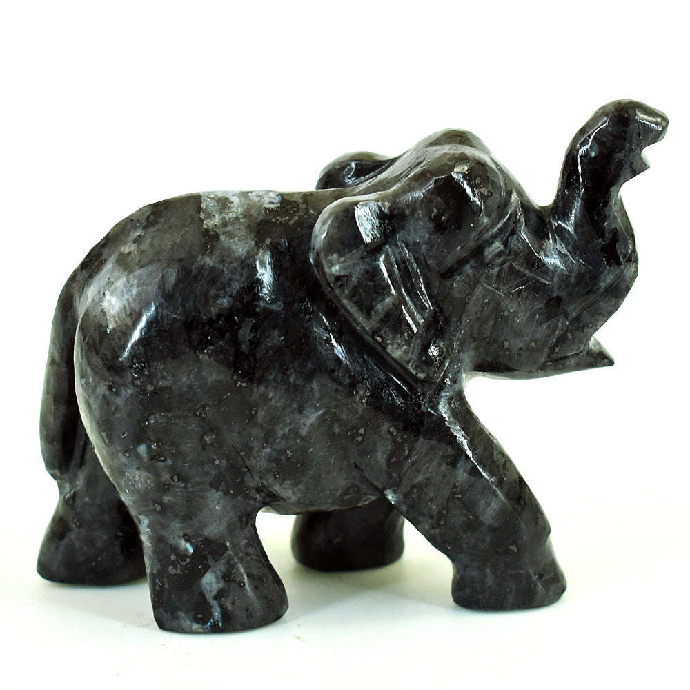 gemsmore:Stunning Larvikite Hand Carved Genuine Crystal Gemstone Carving Elephant