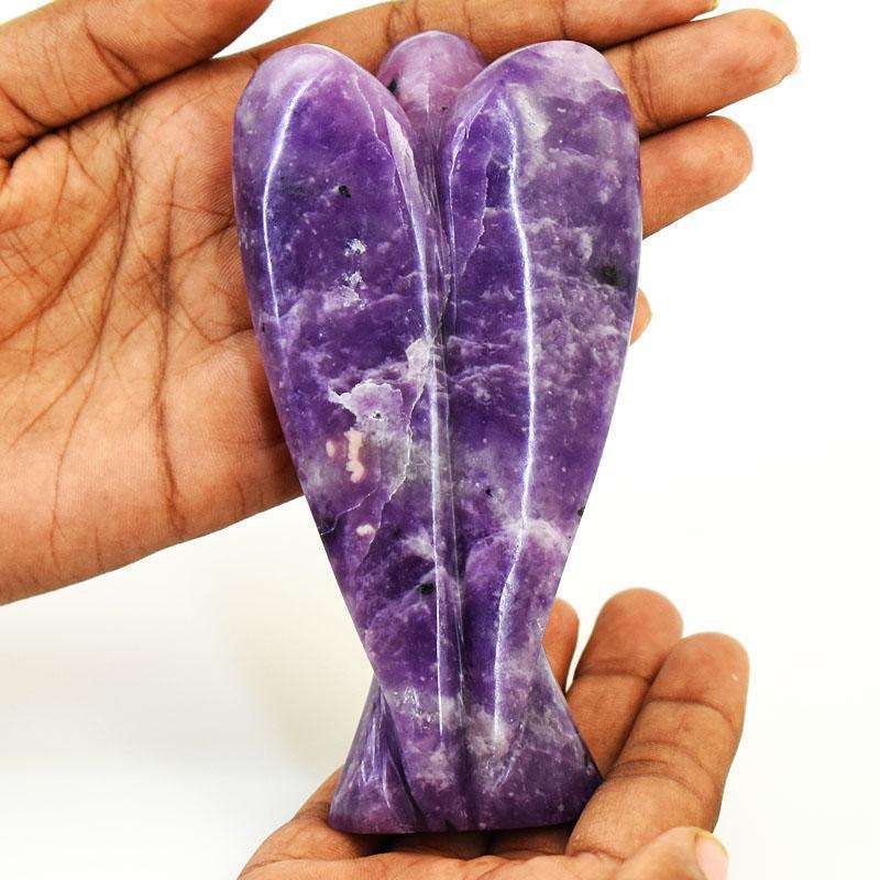 gemsmore:Stunning Lepidolite  Hand Carved Genuine Crystal Gemstone Carving Angel