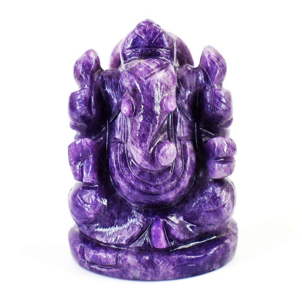 gemsmore:Stunning Lepidolite Hand Carved Genuine Crystal Gemstone Carving Lord Ganesha