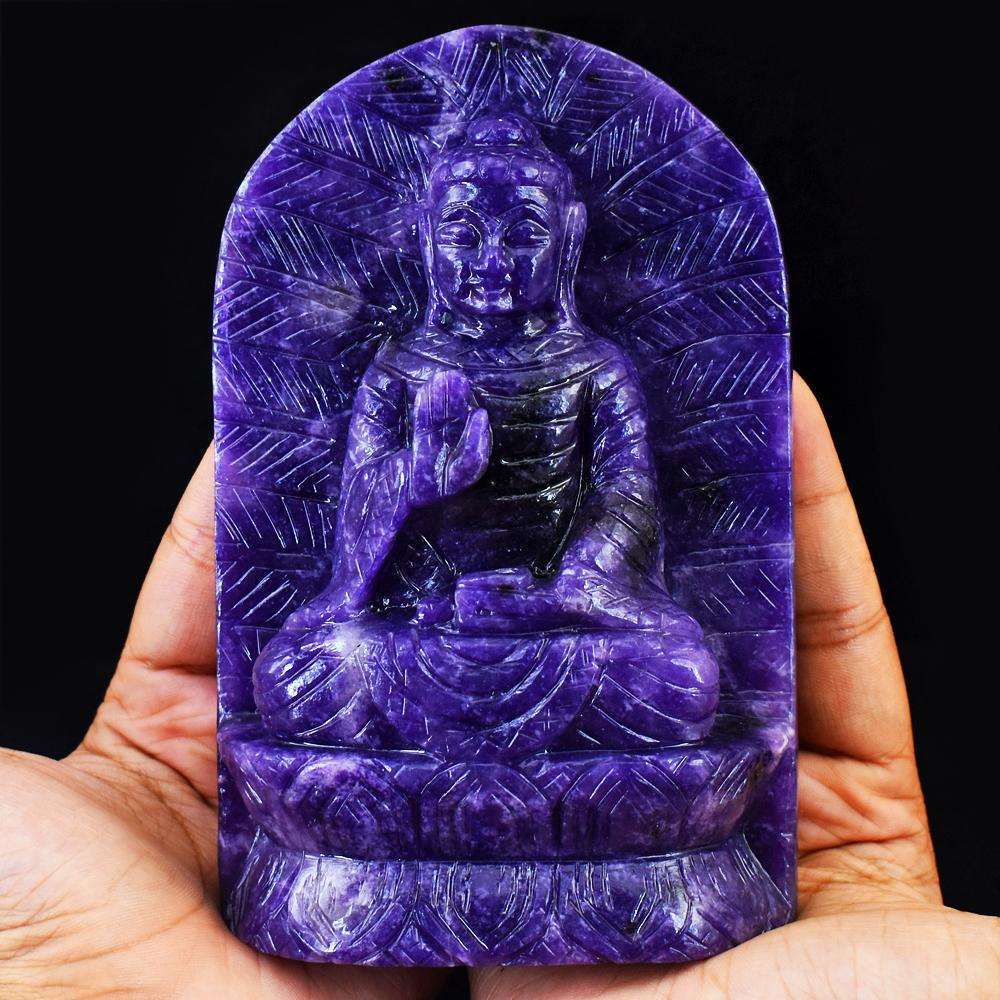 gemsmore:Stunning Lepidolite Hand Carved Lord Buddha Idol