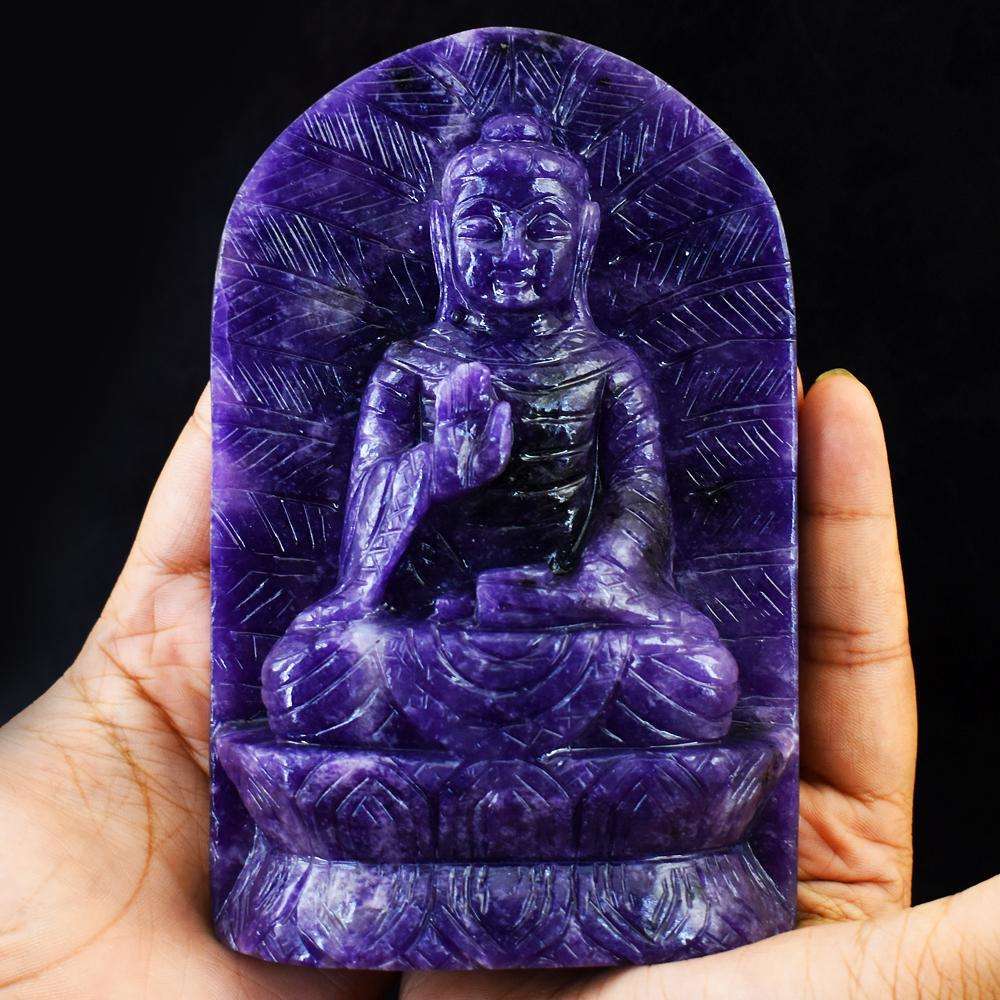 gemsmore:Stunning Lepidolite Hand Carved Lord Buddha Idol