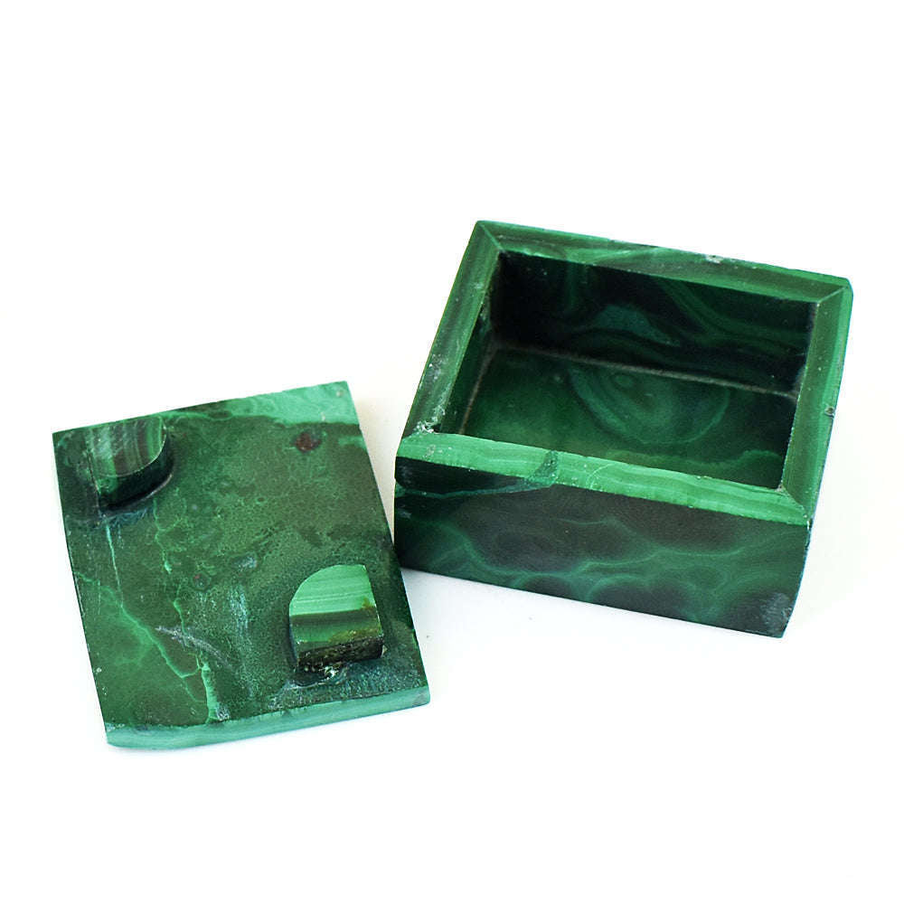 gemsmore:Stunning Malachite  Hand Carved Genuine Crystal Gemstone Carving Box