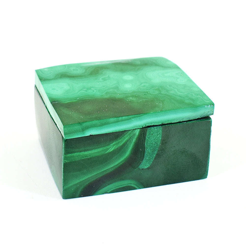 gemsmore:Stunning Malachite  Hand Carved Genuine Crystal Gemstone Carving Box