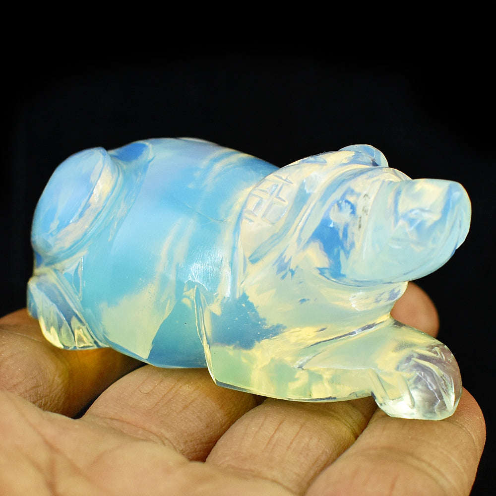 gemsmore:Stunning Opalite Hand Carved Genuine Crystal Gemstone Carving Dog