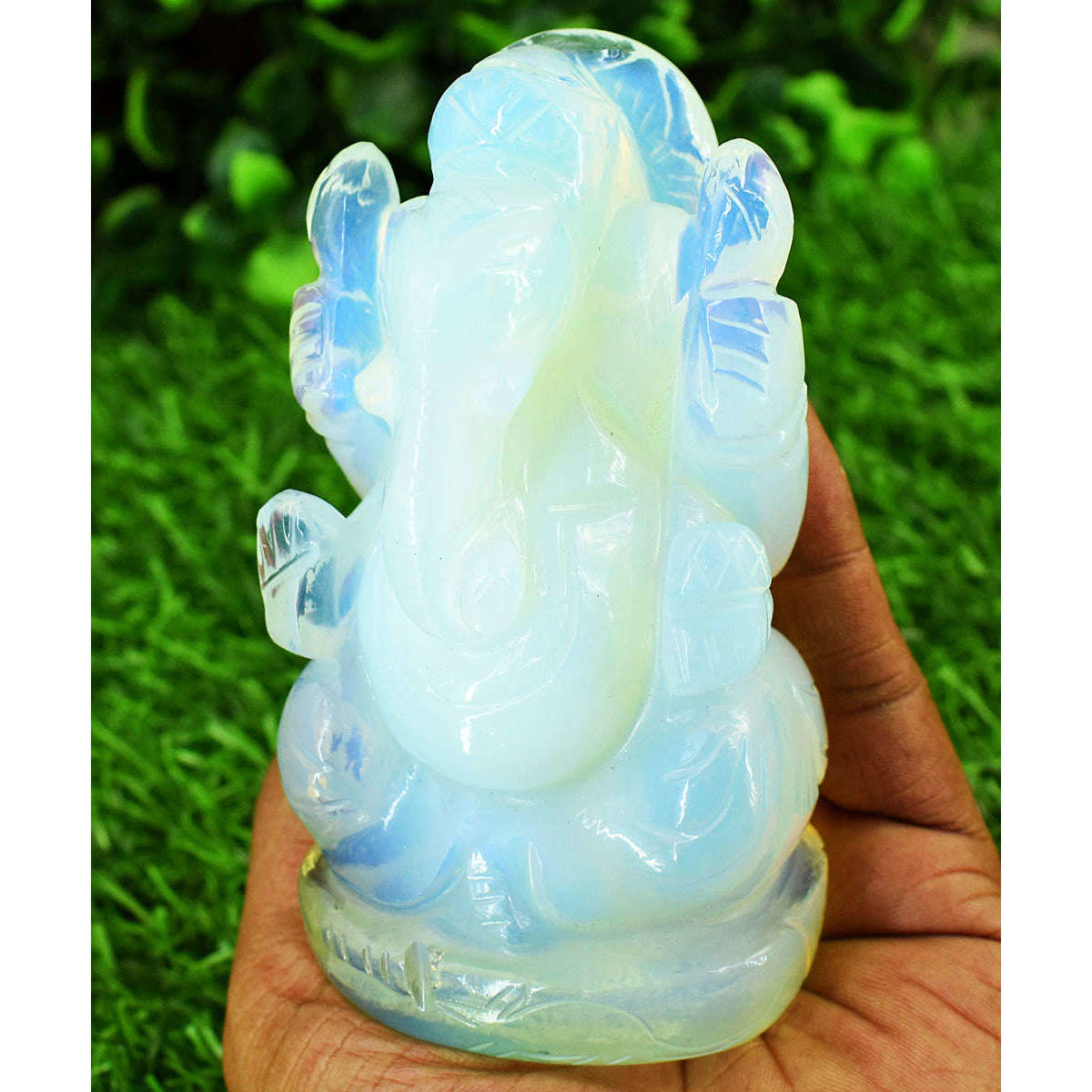 gemsmore:Stuuning Opalite  Hand Carved Genuine Crystal Gemstone Carving Lord Ganesha