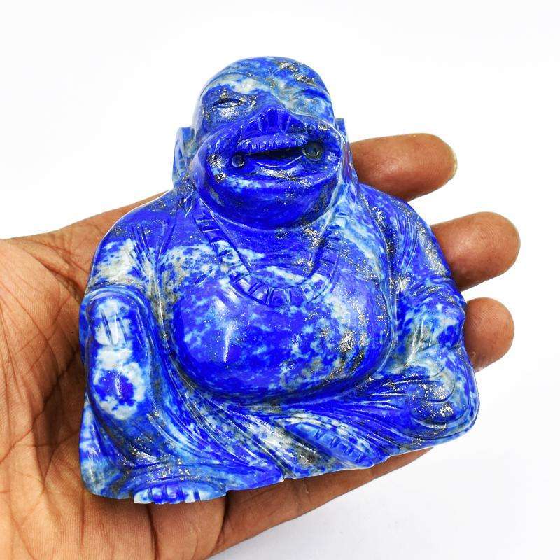 gemsmore:Supreme Quality Lapis Lazuli Hand Carved Laughing Buddha