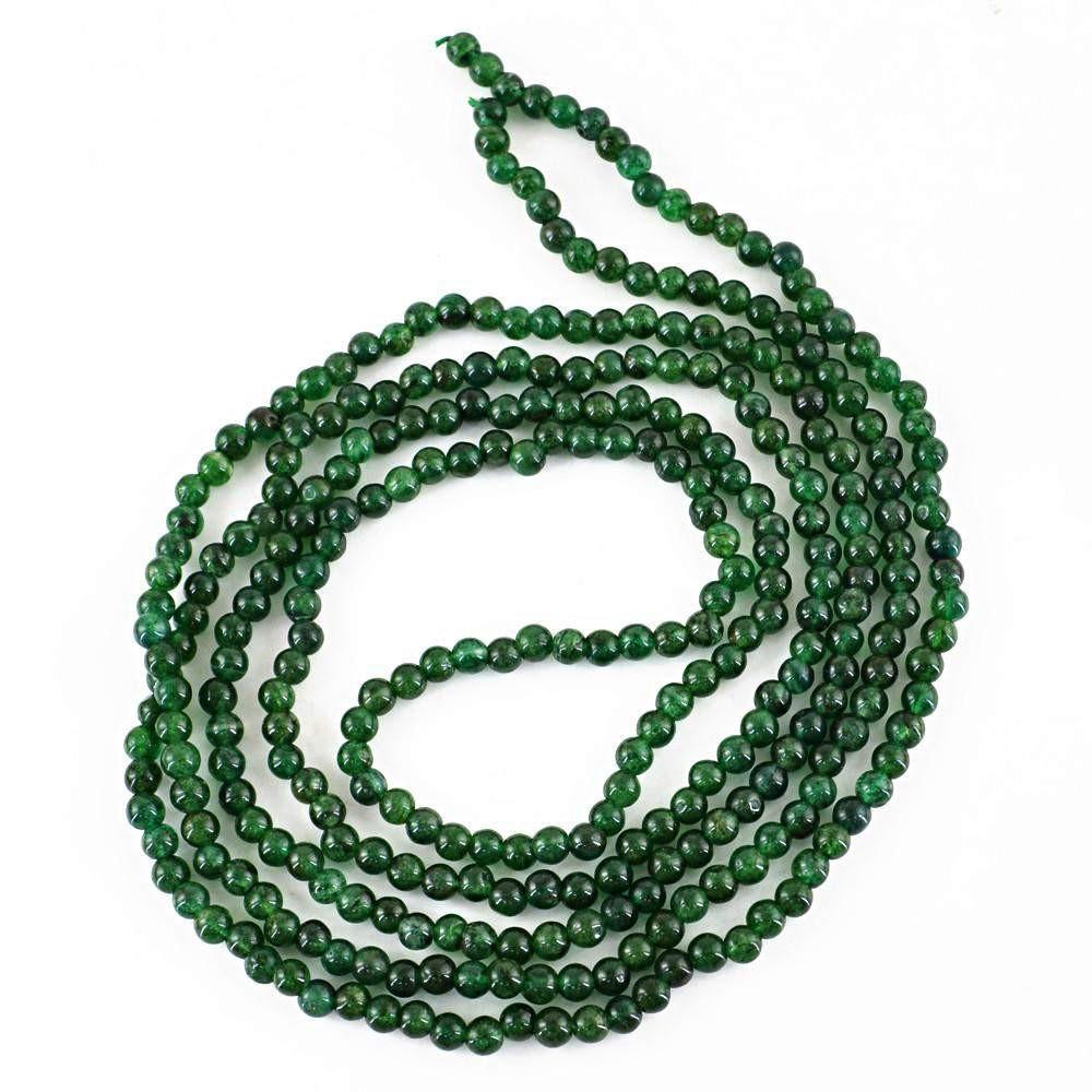 gemsmore:Untreated Natural Green Jade Necklace Round Shape Beads