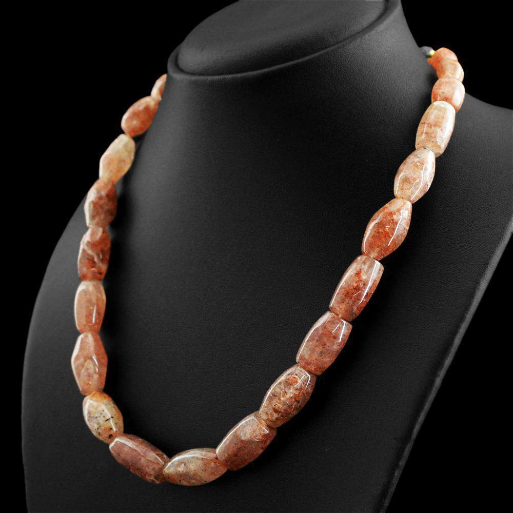 gemsmore:Untreated Natural Rutile Quartz Necklace Single Strand Beads