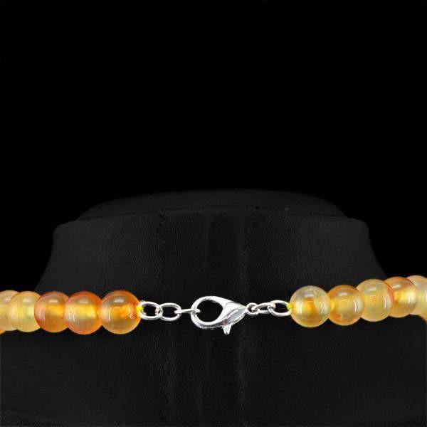 gemsmore:Untreated Orange Onyx Necklace Natural Round Shape Beads