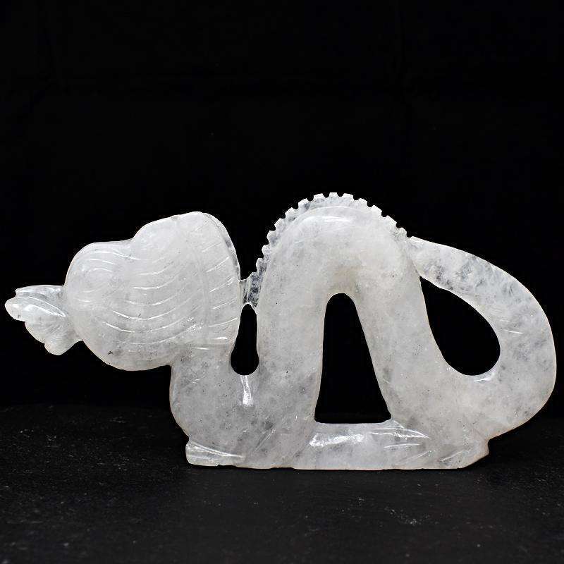 gemsmore:White Quartz Craftsmen Hand Carved Dragon - Museum Size