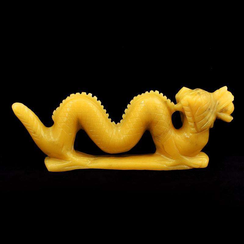 gemsmore:Yellow Aventurine Carved Dragon - Genuine